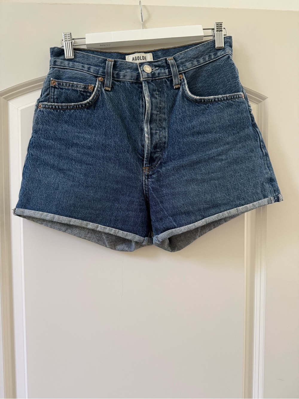 AGOLDE Parker Long Denim Shorts 26 Swampmeet High Rise Relaxed Premium Denim